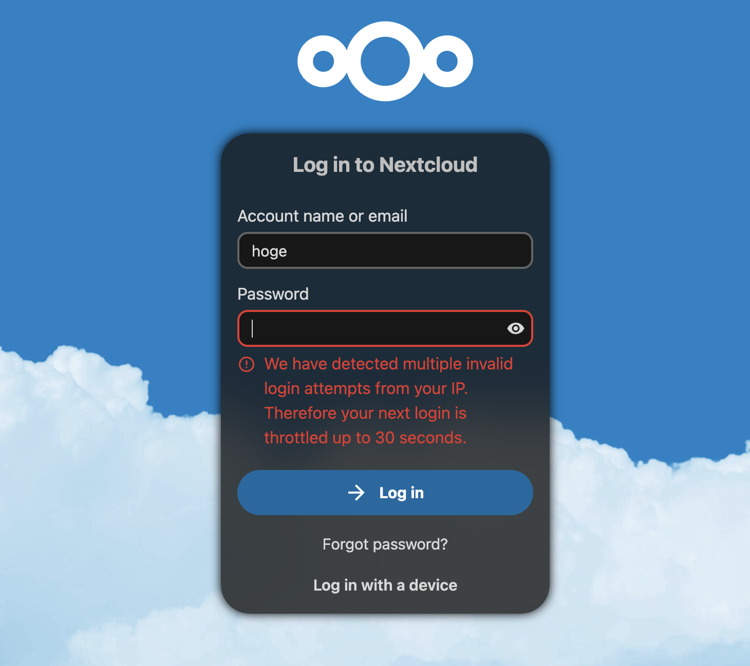nextcloud login failed image